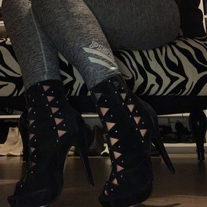 Black velvet stiletto with sexy cut outs